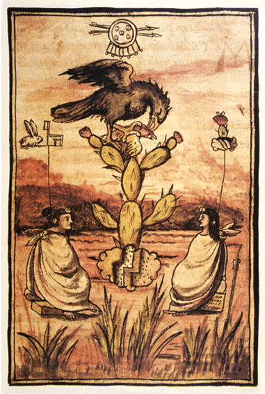 G 3801  Fray Diego Durán, Historia de las Indias de la Nueva España e Islas de Tierra Firme, prólogo  Águila posada sobre un nopal, devorando otra ave
