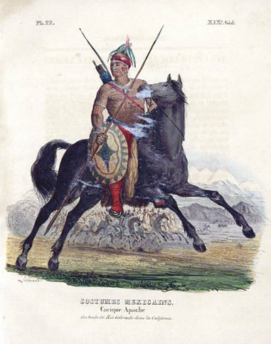 CLAUDIO LINATI, cacique apache, LITOGRAFÍA, 1828, EN CLAUDIO LINATI,  Costumes civils, militares et régigieux du Mexique   Bruxelles : C  Sattanino,  1828 