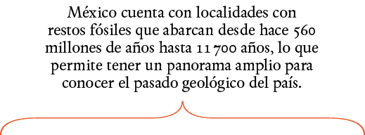 México cuenta con localidades con restos fósiles que abarcan desde hace 560 millones de años hasta 11 700 años, lo qu   
