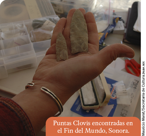 Mauricio Marat Secretaría de Cultura inah mx,Puntas Clovis encontradas en el Fin del Mundo, Sonora