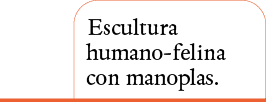 Escultura humano-felina con manoplas