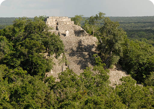 Calakmul, Campeche    Calakmul significa en maya  Dos Montículos Adyacentes  (Ca dos, Lak adyacentes, Mul montículo artificial o pirámide), nombre que hace referencia a las dos grandes estructuras que dominan la selva  Las investigaciones más reciente han concluido que Calakmul es la ciudad más importante del Clásico Maya y junto con Tikal y Palenque encabezaban la organización política de las tierras altas  La ciudad prehispánica presenta un patrón de asentamiento que se adaptó a la geografía de su entorno     Foto: Julio Bronimann, INAH https:  www inah gob mx foto-del-dia 8265-foto-del-dia-calakmul-campeche  2019