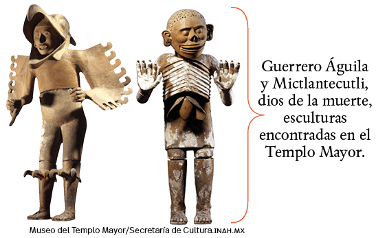 Museo del Templo Mayor Secretaría de Cultura inah mx,Guerrero Águila y Mictlantecutli, dios de la muerte, esculturas    