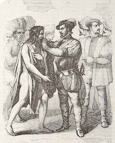 Gerónimo de Aguilar es presentado a Cortés después de ocho años de esclavitud entre los indios