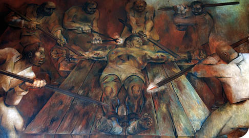 spañol: Mural de Jacinto Canek de Fernando Castro Pacheco en Palacio de Gobierno, Yucatán, México 