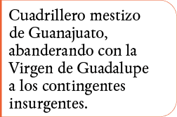 Cuadrillero mestizo de Guanajuato, abanderando con la Virgen de Guadalupe a los contingentes insurgentes