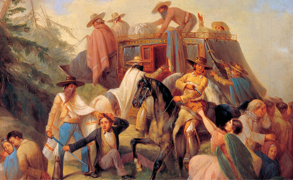 Asalto a la diligencia Manuel Serrano  ca  1855 Oleo sobre tela  Museo Nacional de Historia INAH