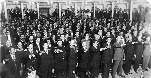 Titulo: Diputados del Congreso Constituyente protestan cumplir la Carta Magna, Colección: Archivo Casasola, Autor: Casasola, Lugar de asunto: Querétaro, Querétaro, México, Fecha de asunto: 31-01-1917, Fecha de toma: ca  1940, Proceso: Negativo de película de seguridad 