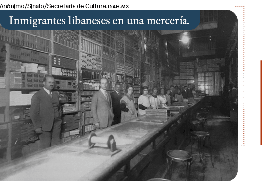 Inmigrantes libaneses en una mercería ,Anónimo Sinafo Secretaría de Cultura inah m