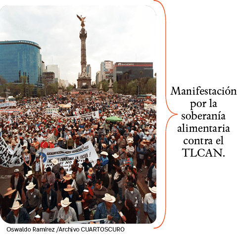 Manifestación por la soberanía alimentaria contra el TLCAN ,Oswaldo Ramírez  Archivo CUARTOSCUR